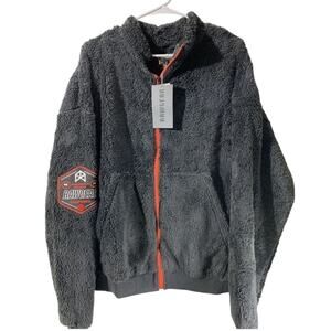 RAW GEAR Fleece Jacket w/ Red Zipper & Embroidery, & Patch on Sleeve, Size Small
